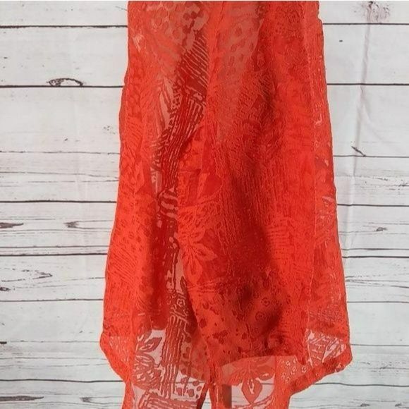 ELCC Women's Coral Orange See Through Button Down Quarter‎ Sleeve Blouse Size 3X - Picture 5 of 7